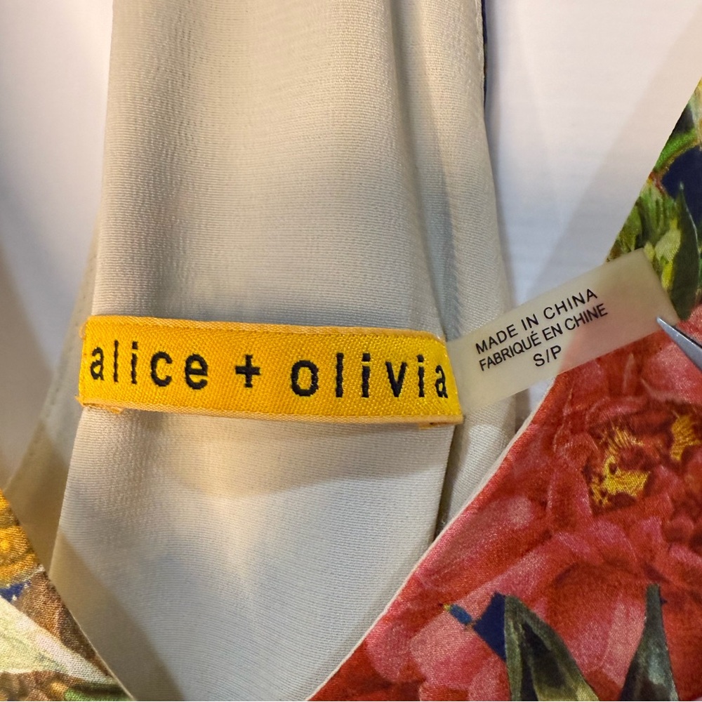 Alice + Olivia Fierra Silk Floral Mini Slip Dress Y-Back Size Small - Picture 3 of 7